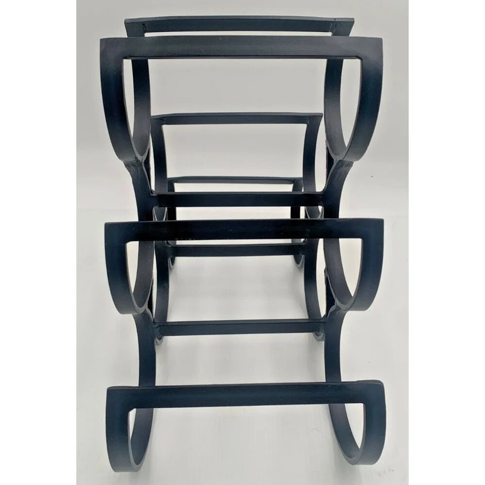 Modern Black Metal Wine Rack Tabletop 6-Bottle Geometric Wine Holder Barware